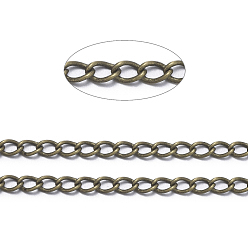 Античная Бронза Латунные витой цепочки, бордюрные цепи, пайки, с катушкой, без свинца, без никеля и без кадмия, античная бронза, 4x3x0.45 мм, около 301.83 футов (92 м) / рулон