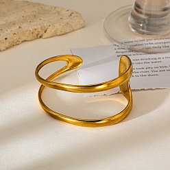 Золотой 304 женские браслеты-манжеты из нержавеющей стали, золотые, 1-1/4 дюйм (3.2 см), внутренний диаметр: 2-1/8 дюйм (5.5 см)