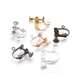 (52) Непрозрачная лаванда Латунные серьги с клипсами, с петлей, разноцветные, 13x16x5 мм, отверстие : 1.5 мм