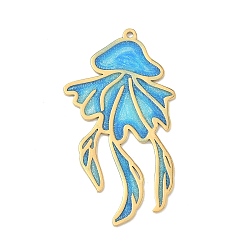 Jellyfish Тема океана 304 эмалированные подвески из нержавеющей стали, золотые, с блеском порошок, медуза, 48.5x26x1 мм, отверстие : 1.5 мм