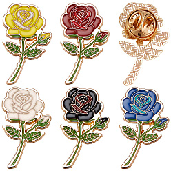 Couleur Mélangete 10 pièces 5 couleurs épingles en émail, dos d'épingle à revers en alliage pour vêtements de sac à dos, fleur rose, couleur mixte, 30x18mm, 2 pcs / couleur