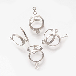 Нержавеющая Сталь Цвет 304 открытая задняя панель из нержавеющей стали, кабошон параметры соединителя, плоско-круглые, цвет нержавеющей стали, лоток : 7 мм, 16.5x9x2 мм, отверстие : 1 мм