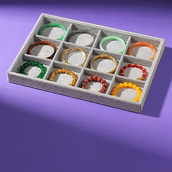 Серый 12 сетчатый лоток для хранения ювелирных изделий из бархатного браслета, держатель-органайзер для браслета, прямоугольные, серые, 24x35x3 см