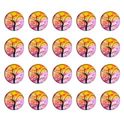 Коралловый Половина раунд / купол дерево шаблон стекло Flatback кабошоны для поделок проектов, коралл, 25x6 мм