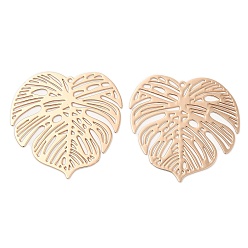 Light Gold Долговечные филигранные подвески из латуни с покрытием, талисманы листьев монстеры, без кадмия, без никеля и без свинца, золотой свет, 32x32x0.3 мм, отверстие : 1 мм