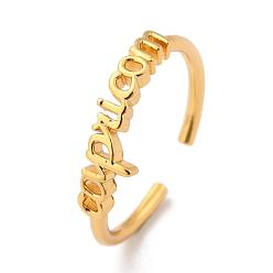 Capricorn Constellation/Zodiac Sign Brass Cuff Rings, Open Rings, Real 18K Golden Plated, Capricorn, word: 18x5mm, US Size 7 1/4(17.5mm)