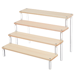 Фора 4-уровневые деревянные и пластиковые подставки для минифигурок, для моделей, строительные блоки, держатель для кукол, с винтами и отверткой, оранжевые, готовое изделие: 29.6x23x21.3 см