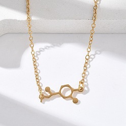 Настоящее золото 18K 304 ожерелья с подвесками из нержавеющей стали с химическими символами, реальный 18 k позолоченный, 25.20 дюйм (64 см)