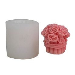 White DIY Food Grade Silicone Candle Molds, For Candle Making, Flower, White, 5.8x5.9cm