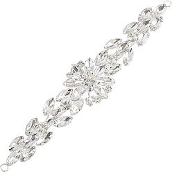 Платина 1 блестящая цветочная отделка из страз из поликарбоната, гибкие швейные ремесла украшение свадебного костюма, для обуви своими руками, ремень, пакет, шляпа, повязка на голову, платина, 182x20~38x7.5 мм