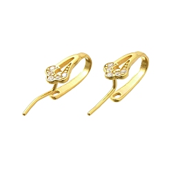 Настоящее золото 18K 925 подвески из стерлингового серебра с кубическим цирконием, реальный 18 k позолоченный, 17x5x6 мм, отверстие : 1.5x1 мм