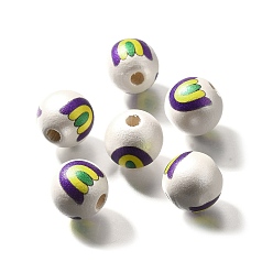 Радуга Печатное натуральное дерево, жемчужные, карнавальная серия, радуга, 15.5x14.5 мм, отверстие : 4.5 мм