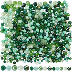 Зеленый лайм 1720шт 3 стиль стеклянные бусины, граненые, рондель, зеленый лайм, 4~8x3~6 мм, отверстие : 0.4~1 мм, 1000 шт / с