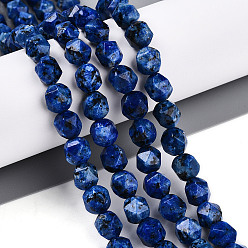 Синий Окрашенные натуральные кунжутные нитки из бисера яшмы, граненые, звезды вырезать круглые бусы, синие, 7~8x6~7.5x6~7.5 мм, отверстие : 1 мм, около 48~49 шт / нитка, 14.17~15.35'' (36~39 см)