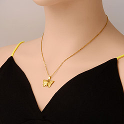 Настоящее золото 18K 304 женские ожерелья с подвесками-бабочками из нержавеющей стали, реальный 18 k позолоченный, 17.72 дюйм (45 см)