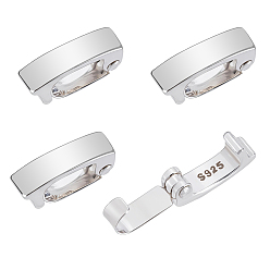 Silver 2Pcs 925 Sterling Silver Twister Clasps, Enhancer Shortener Bails, Rectangle, Silver, 10x3x4.5mm, Inner Diameter: 5x3mm