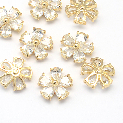Light Gold Цветок сплава циркония кабошоны кубический, золотой свет, 18x18x7 мм