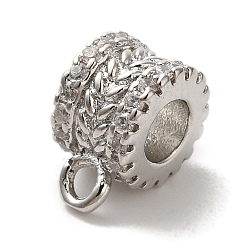 Платина Колонна латунь микро паве кубический цирконий трубки поручни, долговечный, без кадмия и без свинца, платина, 10.5x8x6 мм, отверстие : 1.5 мм, внутренний диаметр: 3.6 мм