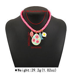 Ярко-Розовый Круглые нейлоновые шнуры с подвеской в виде цветка из сплава и смолы в китайском стиле, золотые, ярко-розовый, 14.96 дюйм (38 см)