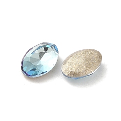 Light Azore Glass Rhinestone Cabochons, Point Back & Back Plated, Faceted, Oval, Light Azore, 6x4x2mm