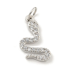 Змея Покрытие стойки латунь микропаве прозрачные подвески из кубического циркония, долговечный, с прыжковых колец, без свинца и без кадмия, реальный 18 k позолоченный, змея, 16.5x11x2 мм, отверстие : 3 мм