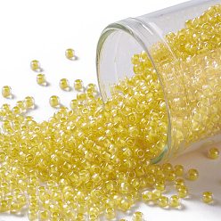 (349) Inside Color Crystal/Gold Lined Toho runde Rocailles, japanische Rocailles, (349) Innenfarbe Kristall / Gold ausgekleidet, 11/0, 2.2 mm, Bohrung: 0.8 mm, über 1110pcs / Flasche, 10 g / Flasche