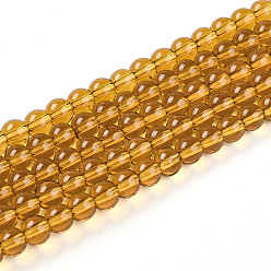 (932FM) Темно-синий аква-матовый с подкладкой Прозрачные стеклянные бусины, круглые, темно-золотистые, 4~4.5 мм, отверстие : 0.7 мм, около 101~102 шт / нитка, 14.96~15.16'' (38~38.5 см)