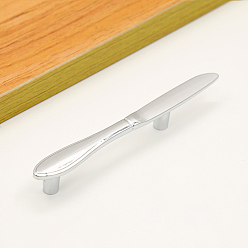 Платина Дверные ручки шкафа из цинкового сплава, кухонный ящик тянет ручки шкафа, форма ножа, платина, 127x14x19 мм