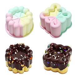 Colorful 2Pcs 2 Styles Square Circular Cake Baking Silicone Molds, Colorful, 12.3~12.6x12.3~12.6x7.1~7.2cm
