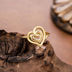 Золотой 304 открытые кольца-манжеты из нержавеющей стали для женщин, сердце, золотые, 15~20 мм