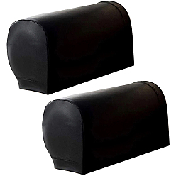 Черный 1 Пара чехлов на подлокотники дивана из искусственной кожи, защита мебели, чёрные, 530x260x4.5 мм