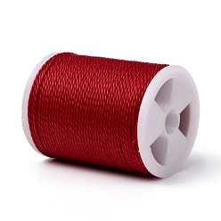 FireBrick Round Waxed Polyester Cord, Taiwan Waxed Cord, Twisted Cord, FireBrick, 1mm, about 12.02 yards(11m)/roll