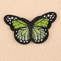 Yellow Green Computerized Embroidery Cloth Iron on/Sew on Patches, Costume Accessories, Appliques, Butterfly, Yellow Green, 46x78mm