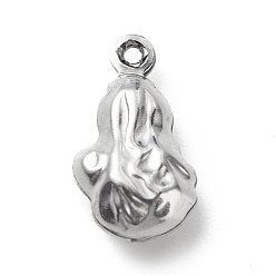 Stainless Steel Color Non-Tarnish 304 Stainless Steel Pendants, Peanut Charms, Stainless Steel Color, 15.2x8.3x5.2mm, Hole: 1mm