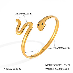 Настоящее золото 18K Европейские 304 браслеты-манжеты из нержавеющей стали для женщин, змея, реальный 18 k позолоченный, внутренний диаметр: 2-1/8 дюйм (5.5 см)