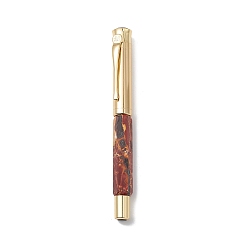 Пикассо Камень Латунные ручки из натуральной яшмы Пикассо, перьевая ручка с энергией рейки, с пеналом, Офисные и школьные принадлежности, 142x19x14 мм
