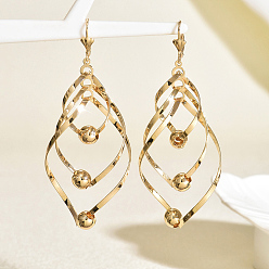 Twist Латунные серьги обруча, реальный 18 k позолоченный, твист, 90 мм