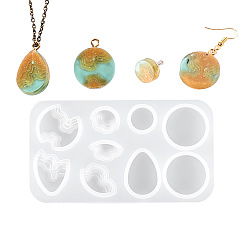 White Silicone Molds, Resin Casting Molds, For UV Resin, Epoxy Resin Jewelry Making, Ocean Theme, White, 58x96x7mm, Inner Size: 7~24x12~23mm