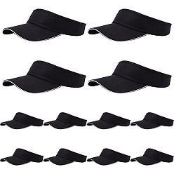 Black Polycotton Open Top Sun Hats, Black, 230x270x80mm