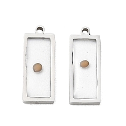 Rectangle 304 Stainless Steel Pendants, Stainless Steel Color, Rectangle Charms, 18x7x2mm, Hole: 1.3mm