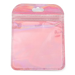 Pink Bolsas con cierre zip yinyang de embalaje láser de plástico, bolsas superiores autoselladas, Rectángulo, rosa, 12x9.5x0.15 cm, espesor unilateral: 2.5 mil(0.065mm)