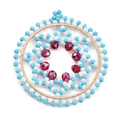 Светло-Голубой Бисер подвески из бисера, с фурнитурой позолоченной латунной, круглый с узором звезда Давида, Небесно-голубой, 45x41~41.5x4 мм, отверстие : 1.5~1.6 мм