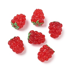 Малиновый Бусины лэмпворк , винограды, малиновый, 17~19x14~15 мм, отверстие : 1.6 мм