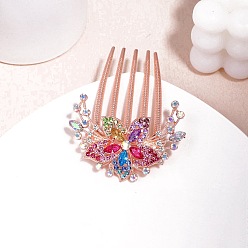 Разноцветный Сплавочная гребенка со стразами для волос , цветок, аксессуары для волос для женщин и девочек, красочный, 90x68 мм