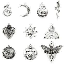 Античный Розовый Золотой 50 шт 10 стили подвески из сплава в тибетском стиле, античный розового золота, 27x48.5x13.5~48x1~3.5 мм, отверстие : 1.5~3 мм, 5 шт / стиль