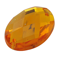 Orange Sew on Rhinestone, Acrylic Rhinestone, Two Holes, Garments Accessories, Oval, Orange, 25x18x5mm, Hole: 1mm