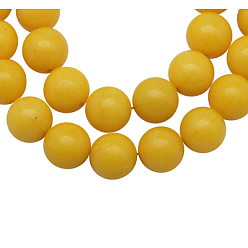 Gold Natural Mashan Jade Beads Strands, Dyed, Round, Gold, 4mm, Hole: 0.7mm, about 96pcs/strand, 15.5 inch