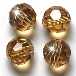 Dark Goldenrod Imitation Austrian Crystal Beads, Grade AAA, Faceted(32 Facets), Round, Dark Goldenrod, 4mm, Hole: 0.7~0.9mm