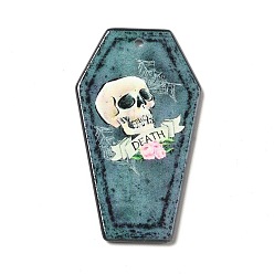 Skull Acrylic Pendants, Tombstone Theme Charms, Skull Pattern, 46x27x2.5mm, Hole: 1.8mm