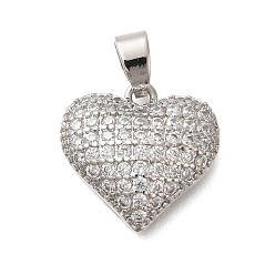 Платина Стойка металлическая латунная микропрофилированная кубическая циркония подвески, без свинца и без кадмия, долговечный, сердце, платина, 16.5x16.5x4.5 мм, отверстие : 3.5 мм